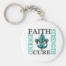 Fleur De Lis 3 Ovarian Cancer Keychain