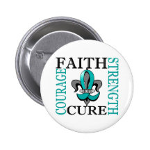 Fleur De Lis 3 Ovarian Cancer Pinback Buttons