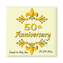 Fleur De Lis 50th Anniversary Party Favors Fridge Magnets