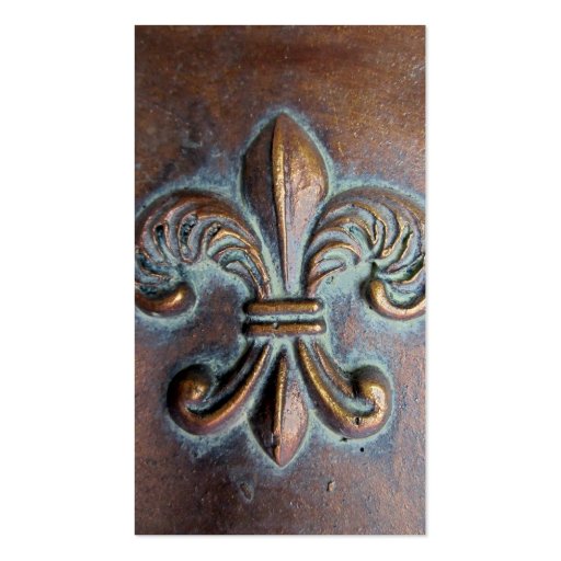 Fleur De Lis, Aged Copper-Look Printed Business Card (back side)