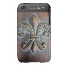 Fleur De Lis, Aged Copper-Look Printed iPhone 3 Case-Mate Case