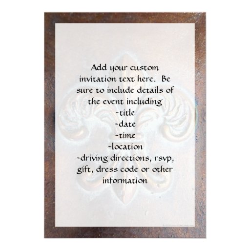 Fleur De Lis, Aged Copper-Look Printed Custom Invitations