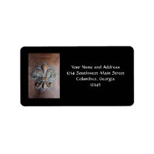 Fleur De Lis, Aged Copper-Look Printed Custom Address Labels