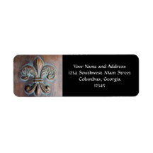 Fleur De Lis, Aged Copper-Look Printed Return Address Labels
