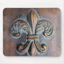 Fleur De Lis, Aged Copper-Look Printed Mousepads