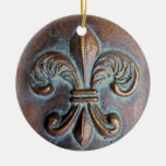 Fleur De Lis, Aged Copper-Look Printed ornaments