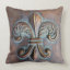 Fleur De Lis, Aged Copper-Look Printed Pillow