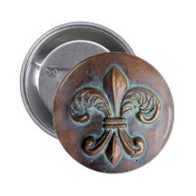 Fleur De Lis, Aged Copper-Look Printed Pin