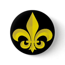 Fleur De Lis Art Gold Button