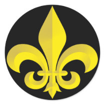 Fleur De Lis Art Gold Round Sticker