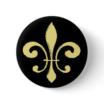 Fleur De Lis,Black and Gold Buttons
