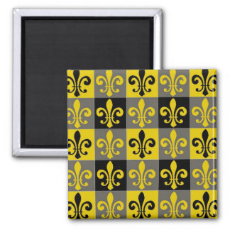 Fleur De Lis Black and Gold Tiles 2 Inch Square Magnet