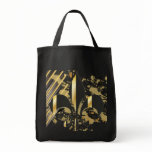 Fleur de Lis/black + gold bags