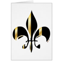Fleur de Lis/black + gold Greeting Cards