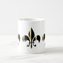 Fleur de Lis/black + gold Coffee Mugs