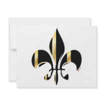 Fleur de Lis/black + gold Personalized Invitation