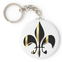 Fleur de Lis/black + gold Keychains