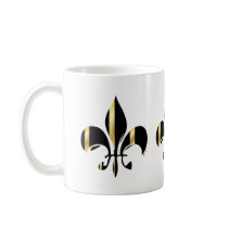Fleur de Lis/black + gold Coffee Mugs