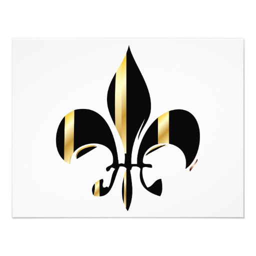 Fleur de Lis/black + gold Personalized Invitation