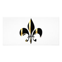Fleur de Lis/black + gold Photo Card Template