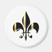 Fleur de Lis/black + gold Refrigerator Magnets