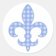 Fleur de lis Blue Gingham stickers