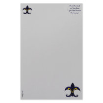 Fleur de lis blue/gold stationery paper