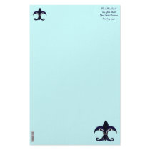 Fleur de lis blue/silver stationery paper
