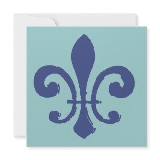 Fleur De Lis Blue Tiles invitation