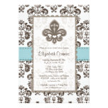 Fleur de Lis Bridal Shower Invitations Blue
