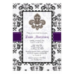Fleur de Lis Bridal Shower Invitations Plum Black