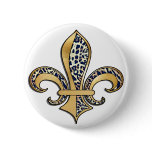 Fleur de Lis Button with Gold Trim