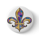 Fleur de Lis Button with Gold Trim