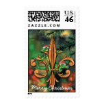 Fleur-de-lis & Christmas Alligators Postage Stamp