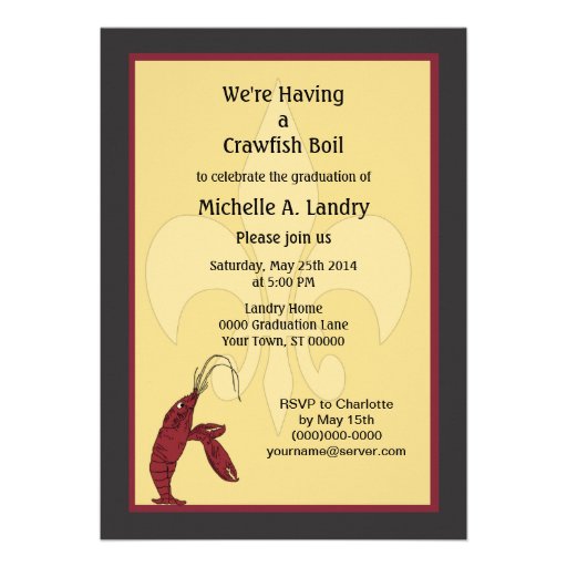 Fleur de Lis Crawfish Boil Graduation Invitation