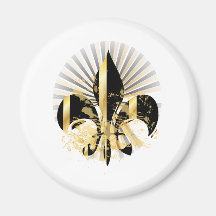 Fleur de Lis, customizable text Fridge Magnets