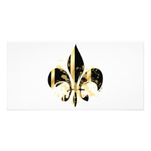 Fleur de Lis, customizable text Photo Cards