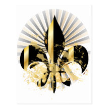 Fleur de Lis, customizable text Post Card