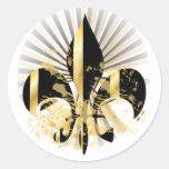 Fleur de Lis, customizable text Round Sticker