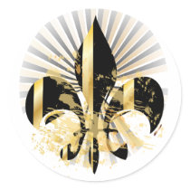 Fleur de Lis, customizable text Round Sticker