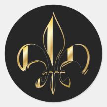 Fleur de Lis, DIY background+text Round Stickers