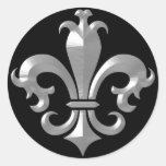 Fleur De LIs Fancy Silver Bevel Saints Classic Stickers