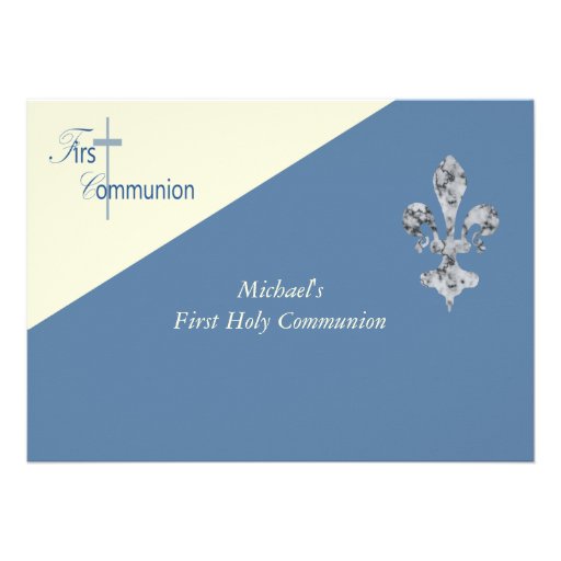 Fleur de Lis First Communion Invitation