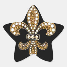 Fleur De Lis Flor  New Orleans Customize Gold Star Stickers
