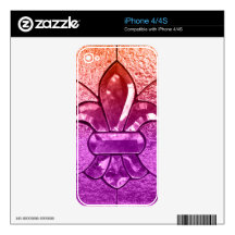 Fleur De Lis Flor  New Orleans Jewel Glass iPhone 4S Decal
