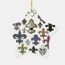 Fleur De Lis Flor  New Orleans Jewel Sparkle Christmas Ornaments