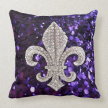 Fleur De Lis Flor New Orleans Jewel Sparkle Pillow