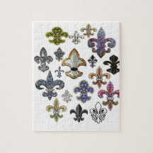 Fleur De Lis Flor  New Orleans Jewel Sparkle Puzzle
