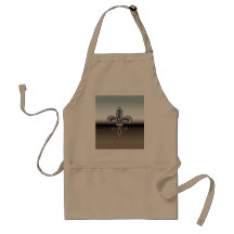 Fleur De Lis Flor  New Orleans Silver Black Apron