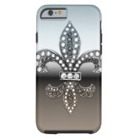 Fleur De Lis Flor New Orleans Silver Black Tough iPhone 6 Case